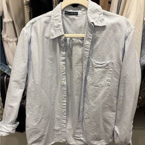 Brandy Melville Blue Striped Button Down Shirt